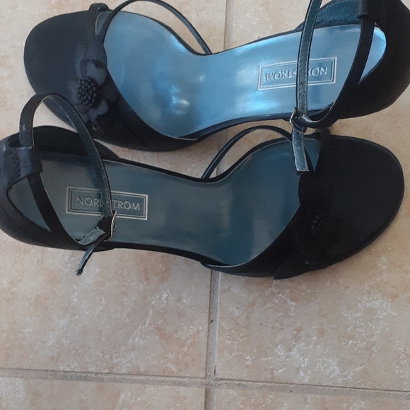 Black Ankle Strap Embellished Heels - Picture 6 of 8